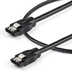StarTech.com 24 Inch (60cm) Round SATA Cable - Latching Connectors - 6Gbs SATA Data Cord - SATA Hard Drive Power Cable - Black (SATRD60CM)