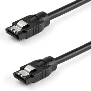 StarTech.com 24 Inch (60cm) Round SATA Cable - Latching Connectors - 6Gbs SATA Data Cord - SATA Hard Drive Power Cable - Black (SATRD60CM)