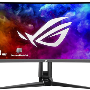 ASUS ROG Swift 49” Curved QD-OLED Gaming Monitor (PG49WCD) - Dual QHD 32:9 (5120x1440), 144Hz, 0.03ms, G-SYNC Compatible, Custom Heatsink, Uniform Brightness, Smart KVM, 90W USB-C PD, DisplayHDR 400