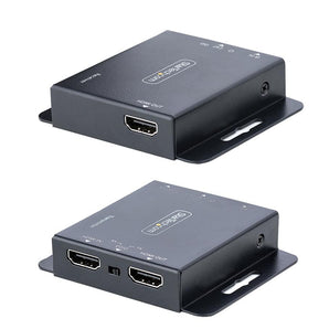StarTech.com 4K HDMI Extender over CAT6/CAT5 Ethernet Cable, 4K 30Hz or 1080p 60Hz Video Extender, HDMI over Ethernet Cable, HDMI Transmitter and Receiver Kit, IR Remote Control (EXTEND-HDMI-4K40C6P1)
