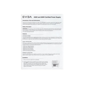 EVGA Power Supply 100-W1-0500-KR 500W 80PLUS +12V 120mm Ultra-Quiet Fan Active PFC Retail