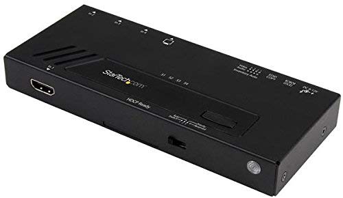 StarTech.com 4-Port HDMI Automatic Video Switch - 4K 2x1 HDMI Switch with Fast Switching, Auto-Sensing and Serial Control (VS421HD4KA)