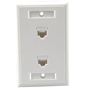 C2G 27416 Two Port Cat5e RJ45 Configured Single Gang Wall Plate, White