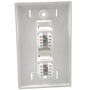 C2G 27416 Two Port Cat5e RJ45 Configured Single Gang Wall Plate, White