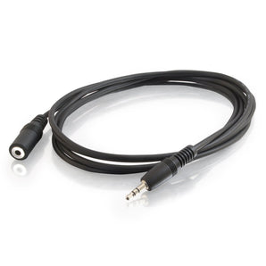 C2G 13787 3.5mm M/F Shielded Stereo Audio Extension Cable, Black (6 Feet, 1.82 Meters)