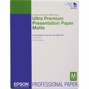 Epson Ultra Premium Presentation Paper Matte, 8.5 x 11" - 250 Sheets, White, Pack of 1, S041914