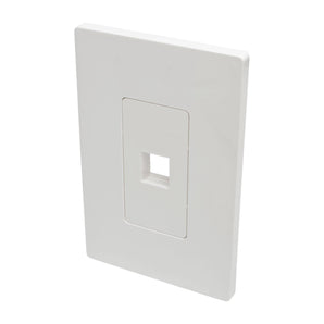 Tripp Lite N080-101 Single-Gang 1-Port Universal Keystone Wall Plate, Cat5/6/6a, USB, HDMI, DisplayPort, RCA, White