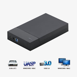 Mediasonic Lay-Flat USB 3.0 2.5-inch & 3.5-inch SATA Hard Drive Enclosure – Optimized for UASP & SATA 3 6.0Gbps Hard Drive Transfer Rate (H33-SU3)