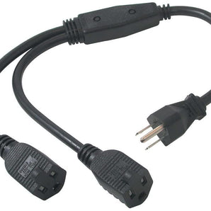 C2G 29802 16 AWG 1-to-2 Power Cord Splitter (NEMA 5-15P to 2 NEMA 5-15R) TAA Compliant, Black (18 Inch)