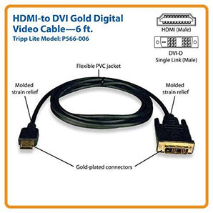 Tripp Lite P566-006 6 -Feet HDMI to DVI Gold Digital Video Cable HDMI-M/DVI-M