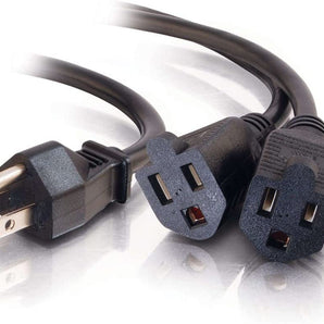 C2G 29802 16 AWG 1-to-2 Power Cord Splitter (NEMA 5-15P to 2 NEMA 5-15R) TAA Compliant, Black (18 Inch)