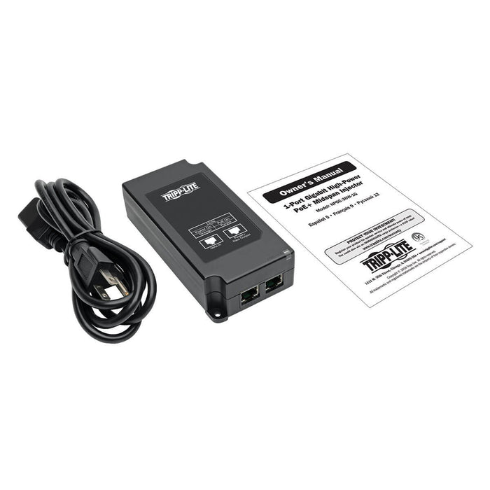 Tripp Lite Gigabit PoE-Plus Midspan Active Injector - IEEE 802.3at / 802.3af, 30W, 1 Port, Power Over Ethernet (NPOE-30W-1G)