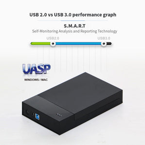 Mediasonic Lay-Flat USB 3.0 2.5-inch & 3.5-inch SATA Hard Drive Enclosure – Optimized for UASP & SATA 3 6.0Gbps Hard Drive Transfer Rate (H33-SU3)