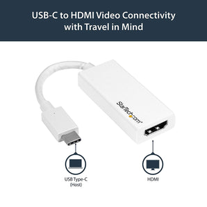 StarTech.com USB-C to HDMI Adapter - 4K 30Hz - USB 3.1 Type-C to HDMI Adapter - USB C to HDMI Dongle - Monitor Adapter - White (CDP2HDW)