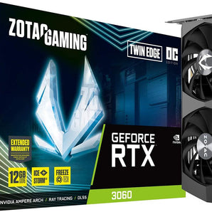 *OPEN BOX* ZOTAC Gaming GeForce RTX 3060 Twin Edge OC 12GB GDDR6 192-bit 15 Gbps PCIE 4.0 Gaming Graphics Card, IceStorm 2.0 Cooling, Active Fan Control, Freeze Fan Stop ZT-A30600H-10M