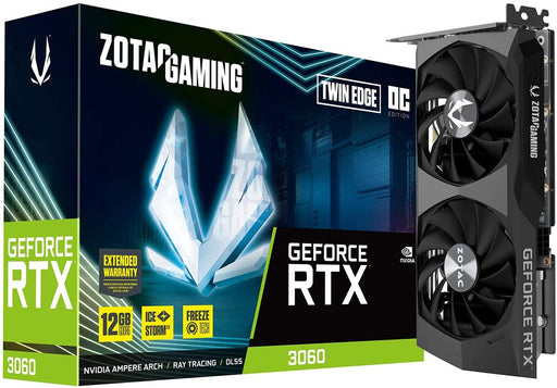 *OPEN BOX* ZOTAC Gaming GeForce RTX 3060 Twin Edge OC 12GB GDDR6 192-bit 15 Gbps PCIE 4.0 Gaming Graphics Card, IceStorm 2.0 Cooling, Active Fan Control, Freeze Fan Stop ZT-A30600H-10M