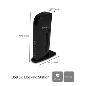 StarTech.com USB 3.0 Docking Station – Dual Monitor HDMI and DVI – Ethernet – Audio – Universal Docking Station – Port Replicator (USB3SDOCKHD)