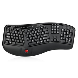 Adesso 2.4GHz Tru-Form Wireless Media Ergonomic Trackball keyboard with 20 windo (WKB-3500UB)