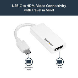 StarTech.com CDP2HD4K60W USB-C to HDMI Adapter – White – 4K 60Hz – Thunderbolt 3 Compatible – USB-C Adapter – USB Type C to HDMI Dongle Converter