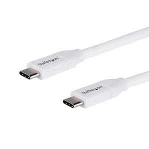StarTech.com USB2C5C2MW USB C to USB C Cable - 6'/2m - 5A PD - M/M, White