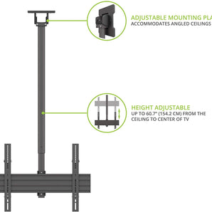 Kanto CM600G Telescoping Outdoor Ceiling TV Mount for 37 to 70-inch TVs | Hanging TV Bracket with 23" of Height Adjustment | Tilt & Swivel Design | Galvanized Steel Frame | Hidden Cable Management