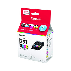 Canon Genuine CLI-251 BK,C,M,Y Ink Value Pack - 6513B009