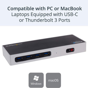 StarTech.com Dual 4K Docking Station - USB C and A (3.0) - Dual Monitor DisplayPort + HDMI Dock for Mac & Windows Laptops (DK30A2DH)