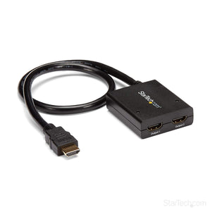 StarTech.com 4K HDMI Splitter 1 In 2 Out - 4K 30Hz HDMI 1.4 2 Port Video Splitter Box -with high speed HDMI cable, USB power cable - Black (ST122HD4KU)
