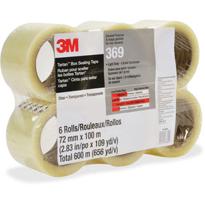 3M (369) Box Sealing Tape 369 Clear, 72 mm x 100 m [24 Rolls]