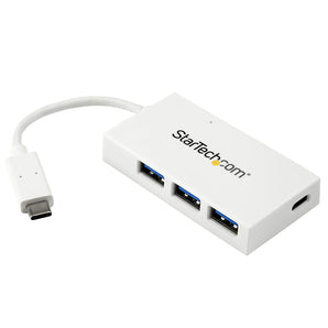 StarTech.com USB C Hub - White - 4 Port USB-C to USB-A (3x) and USB-C (1x) - Bus Powered USB Hub - USB-C Hub - Port Expander (HB30C3A1CFBW)