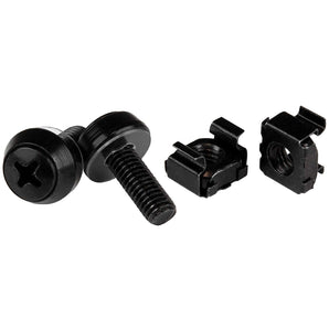 StarTech.com M6 X 12mm Screws and Cage Nuts-100 Pack-M6 Mounting for Server Rack and Cabinet, Black (CABSCREWM62B)