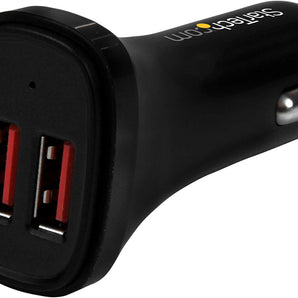 StarTech.com Dual Port USB Car Charger-High Power 24W/4.8A-Black-2-Port USB Car Charger-Charge Two Tablets at Once (USB2PCARBKS)