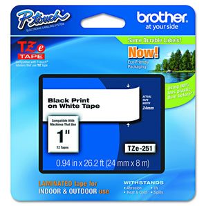 Brother TZE251 Genuine P-Touch Tape 24mm (Black on White)