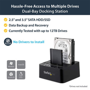 StarTech.com Hard Drive Duplicator Dock - USB 3.1 (10Gbps) Standalone Hard Drive Cloner for 2.5" & 3.5" SATA SSD/HDD Drives (SDOCK2U313R)