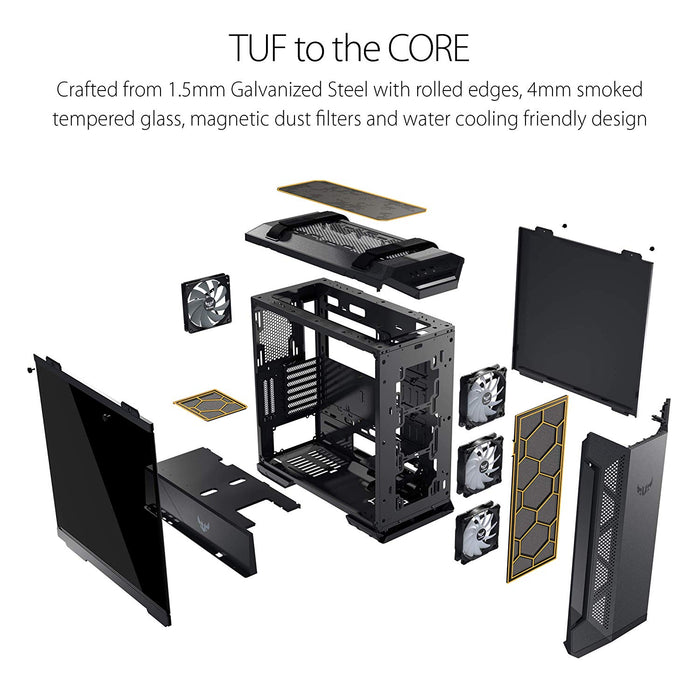 ASUS TUF Gaming GT501 Mid-Tower Computer Case for up to EATX Motherboards with USB 3.0 Front Panel Cases GT501/GRY/WITH Handle