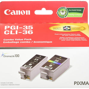 Genuine Canon PGI-35 and CLI-36 Ink Cartridge Value Pack, Black and Tri-Colour - 1509B011