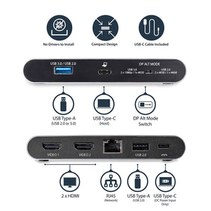 StarTech.com Dual 4K Monitor USB C Multiport Adapter with HDMI - 100W Power Delivery 3.0 - Windows Only (DK30C2HAGPD)