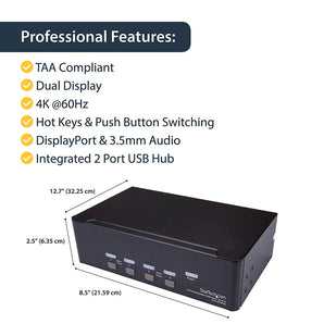 4-Port Dual DisplayPort KVM Switch - 4K 60Hz (SV431DPDDUA2)