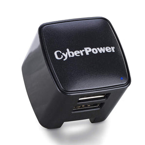 CyberPower TR12U3A Dual USB Wall Charger, 3.1 Amps (Shared), Compact Fold-Back AC Plug