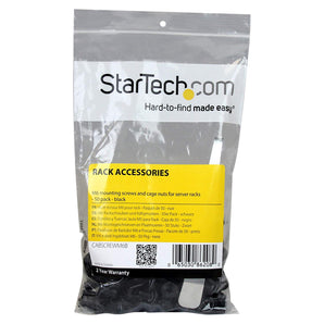 StarTech.com M6 X 12-Millimeter Screws and Cage Nuts-50 Pack-M6 Mounting for Server Rack and Cabinet, Black (CABSCREWM6B)