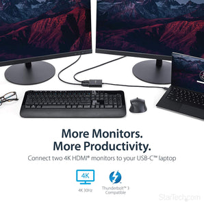 Connect 2x independent displays to one USB Type C port - 4K - Works with USB C W (MSTCDP122HD)