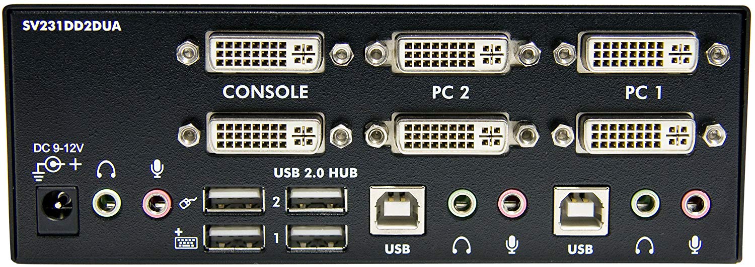 Startech.Com SV231DD2DUA 2 Port Dual Dvi USB Kvm Switch with Audio and USB 2.0 Hub