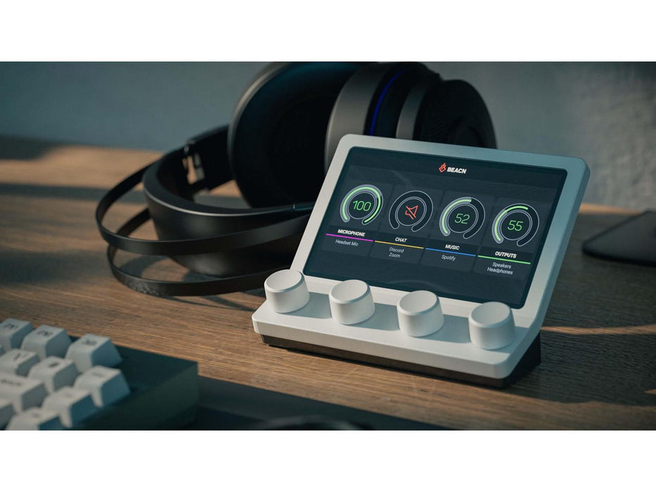 BEACN Mix (Light) - USB C Windows Audio Controller with a Beautiful 5 Color Display and 4 Smooth Push-Button encoders for Streaming, Gaming, Podcasting, and Work from Home Applications White