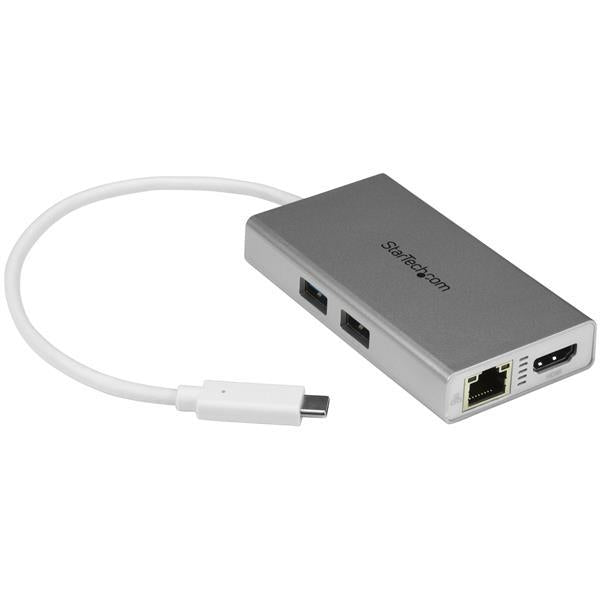 StarTech.com USB-C Multiport Adapter for Laptops - Power Delivery - 4K HDMI - GbE - USB 3.0 - Silver &amp; White DKT30CHPDW - V&L Canada
