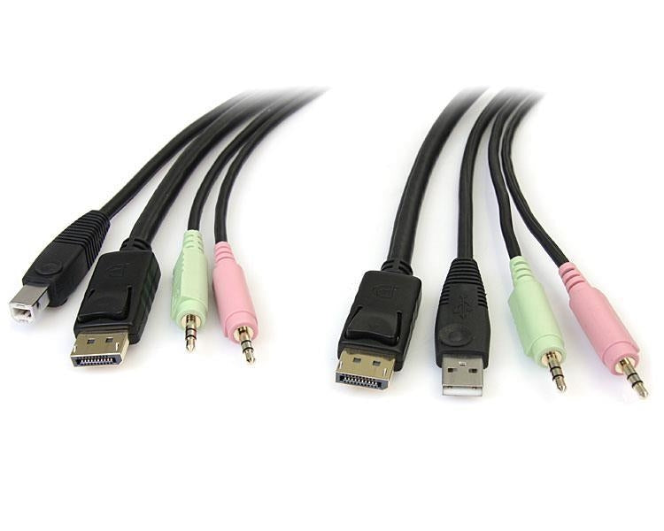 StarTech 6ft 4-in-1 USB DisplayPort KVM Switch Cable w/ Audio &amp; Microphone (DP4N1USB6) - V&L Canada