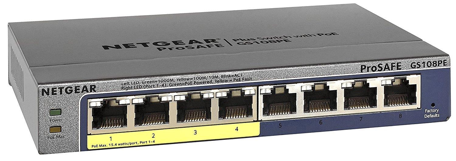 Netgear GS108PE Managed network switch Gigabit Ethernet (10/100/1000) Power over Ethernet (PoE) Black (GS108PE-300NAS) - V&L Canada