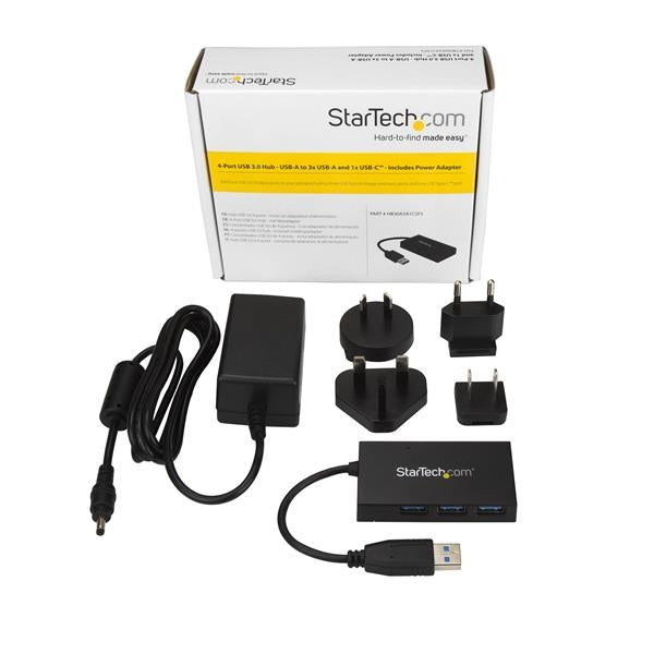 StarTech Accessory  4Port USB Hub - USB 3.0 - USB-A to 3x USB-A and 1x USB-C - Includes Power Adapter Retail (HB30A3A1CSFS) - V&L Canada