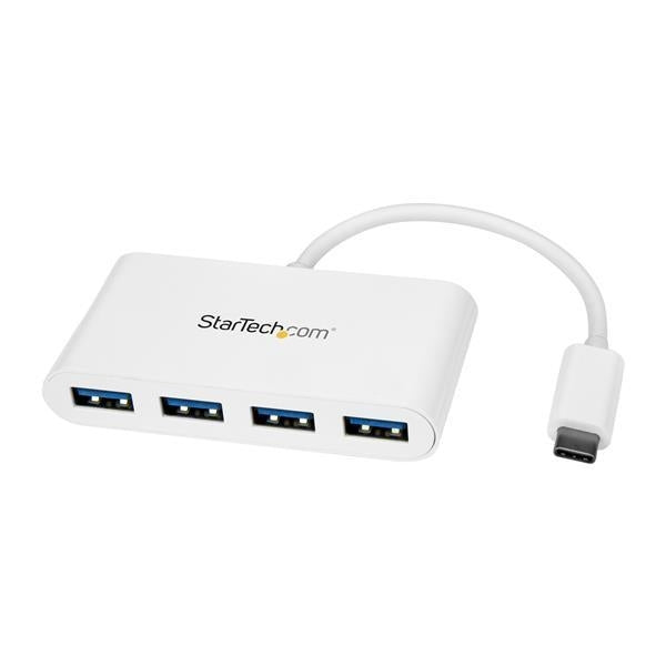 StarTech Accessory  4-Port USB 3.0 Hub USB-C to 4x USB-A Bus Powered White Retail (HB30C4ABW) - V&L Canada