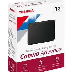 CANVIO Advance Portable External Hard Drive, USB 3.0/2.0, 1TB, Black, 2-Year Sta (HDTCA10XK3AA)