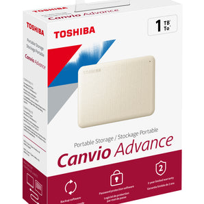 CANVIO Advance Portable External Hard Drive, USB 3.0/2.0, 1TB, White, 2-Year Sta (HDTCA10XW3AA)